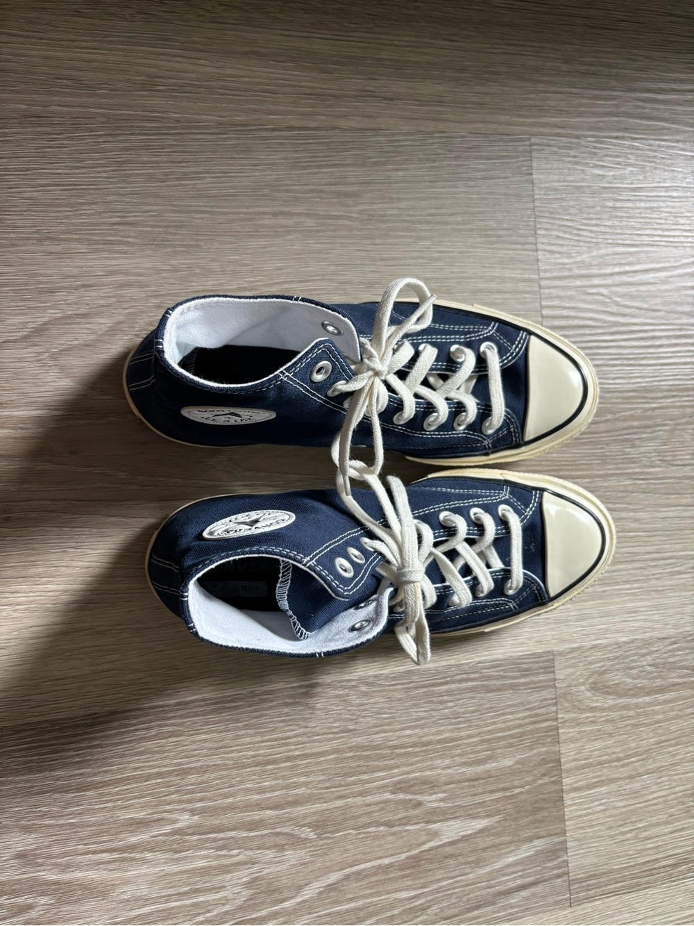 Converse Navy High-Top Sneakers with Cream Accents